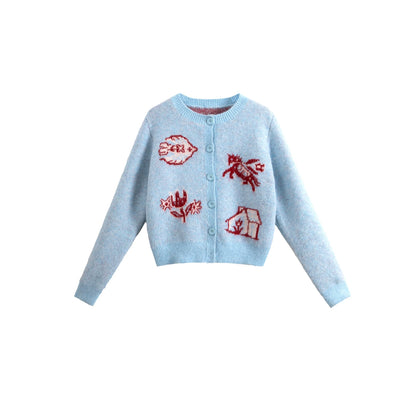 Color-Blocked Wool Blend Cardigan