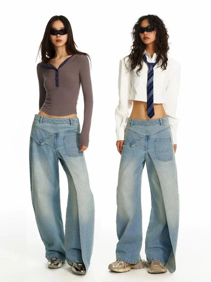 Low rise wide leg pants