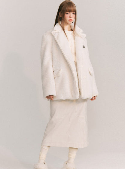 Wool twist white tweed Coat