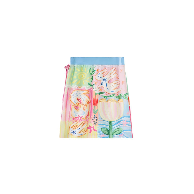 Reversible Bird and Tulip Skirt