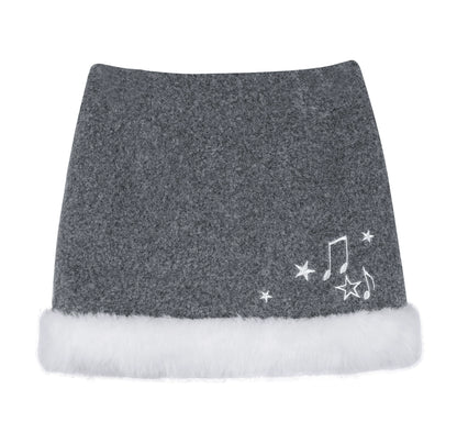 Gray Musical Note Wool Skirt