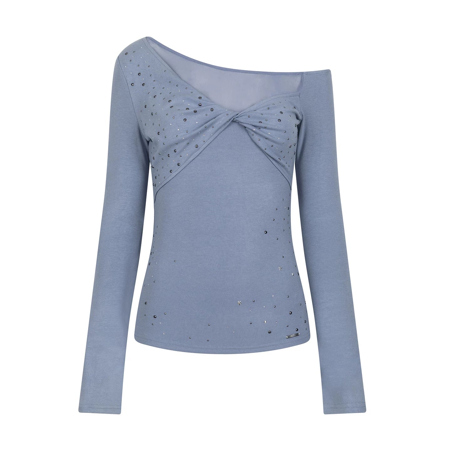 Rhinestone Twist Slim Blouse