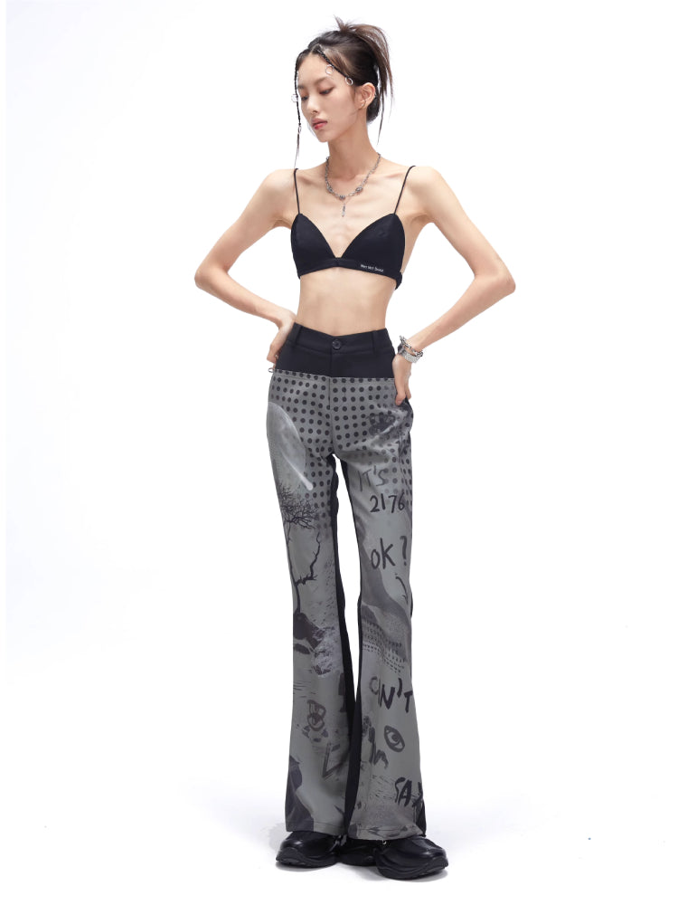 High waist slim flare pants