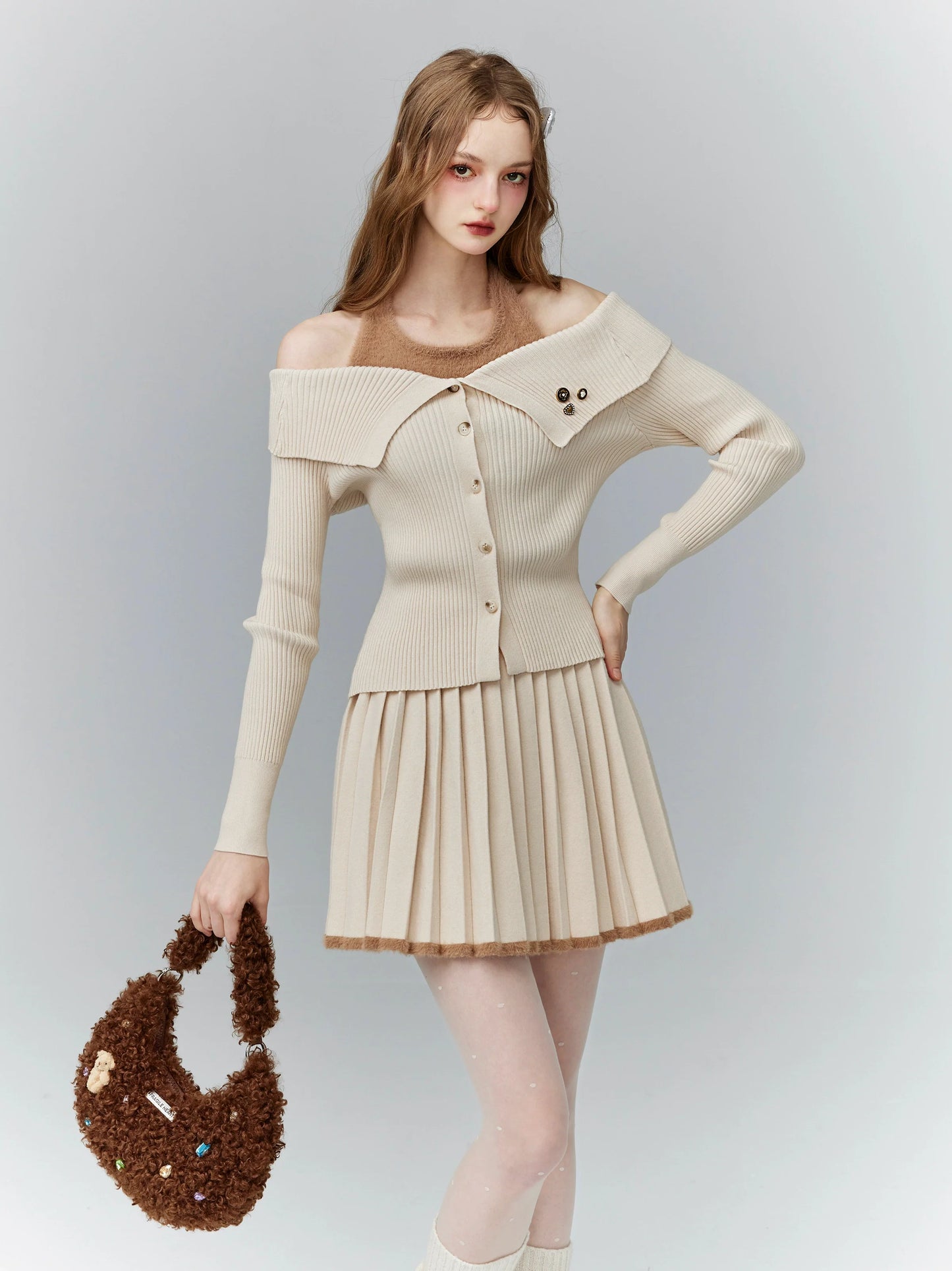 Fantasy Milk knitted three-piece skirt set