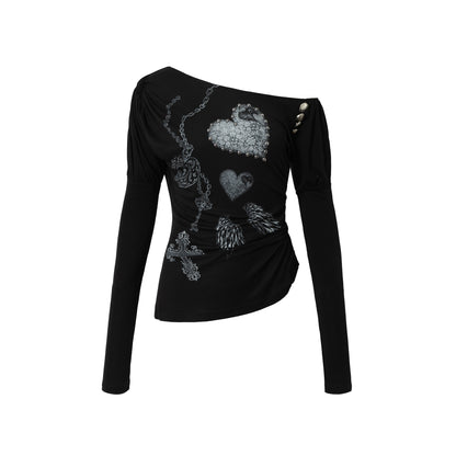 Puff Sleeve Punk Print Shirt