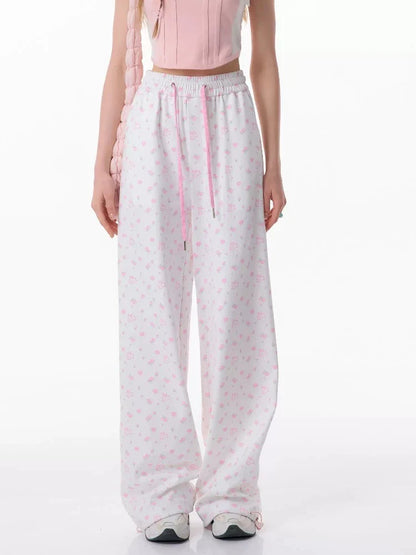 Rabbit floral pink casual pants