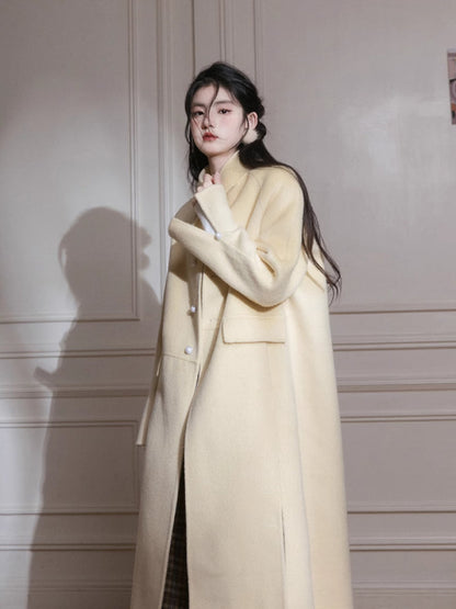 Slit wool coat