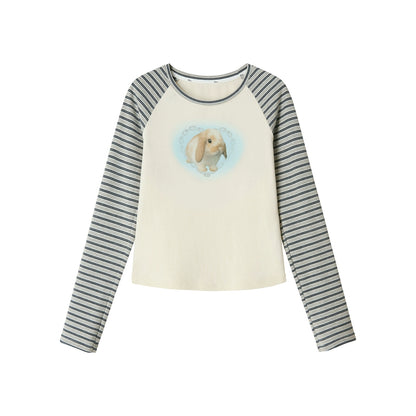 Beige Rabbit Sleeve T-Shirt