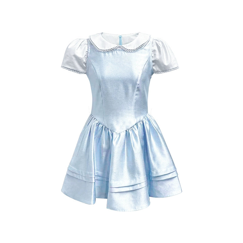 Satin Blue College Dress