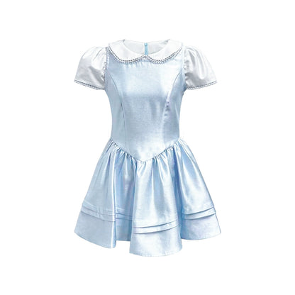 Satin Blue College Dress