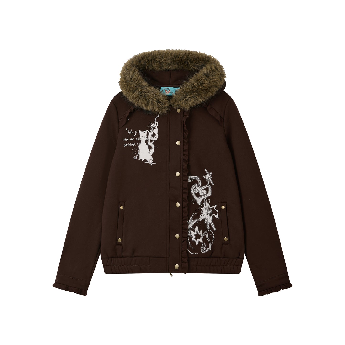 Dark Brown Hooded Jacket Skirt Set-Up