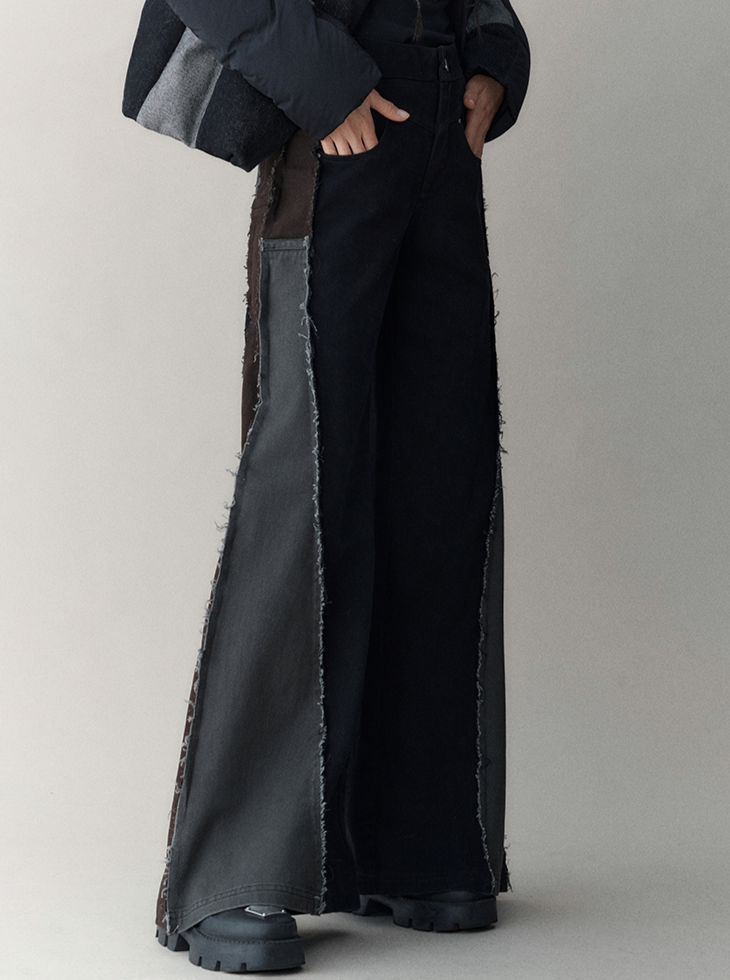 panelled wide-leg pants