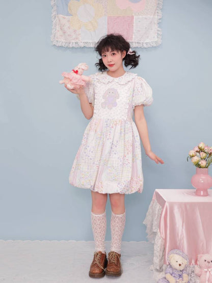 Bunny patchwork collar dress