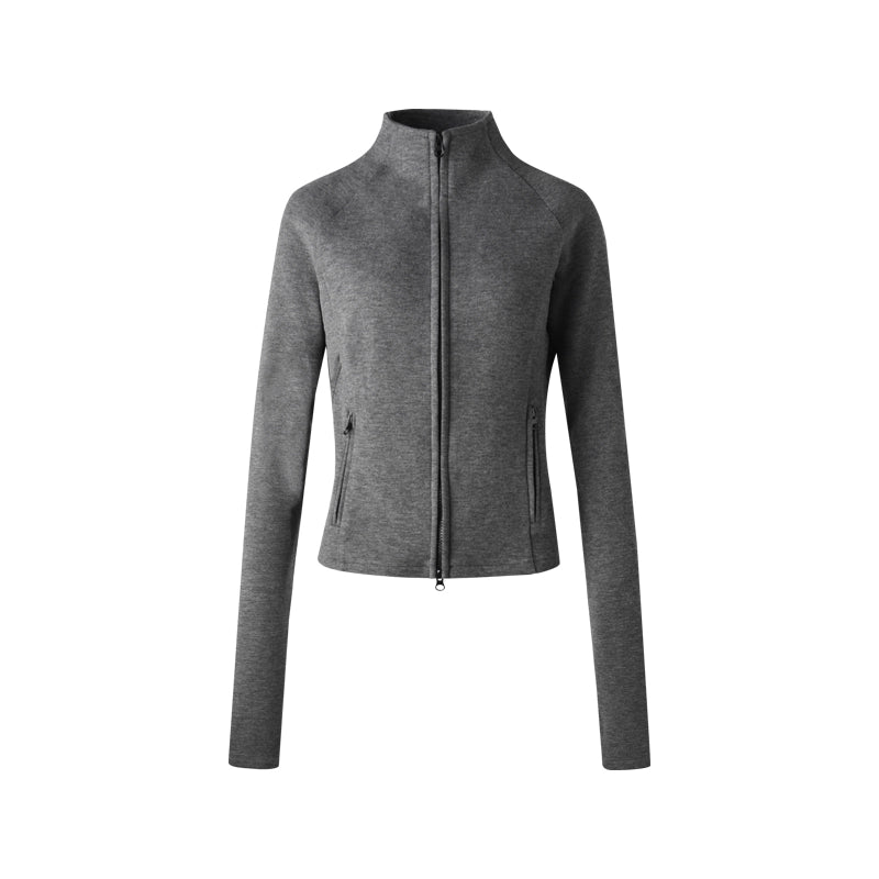 Gray Zipper Slim-Fit Top & Pants Set-Up