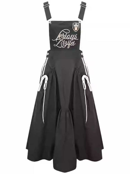 Embroidered suspender dress