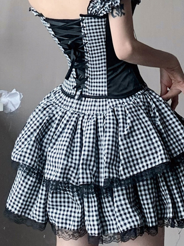 Plaid corset dress