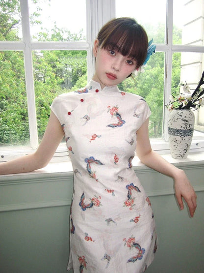 Printed cheongsam dress