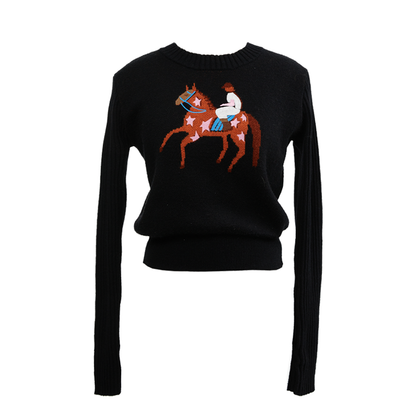 Equestrian Race Pattern Knitted Sweater