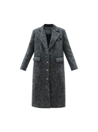 Long Dark Gray Wool Tweed Coat