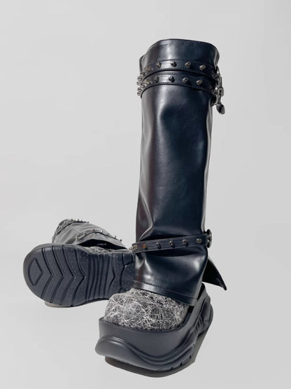 Punk style platform dwarf night boots