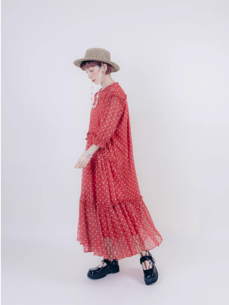 Vintage style dot chiffon dress