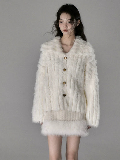 Loose wool cardigan jacket