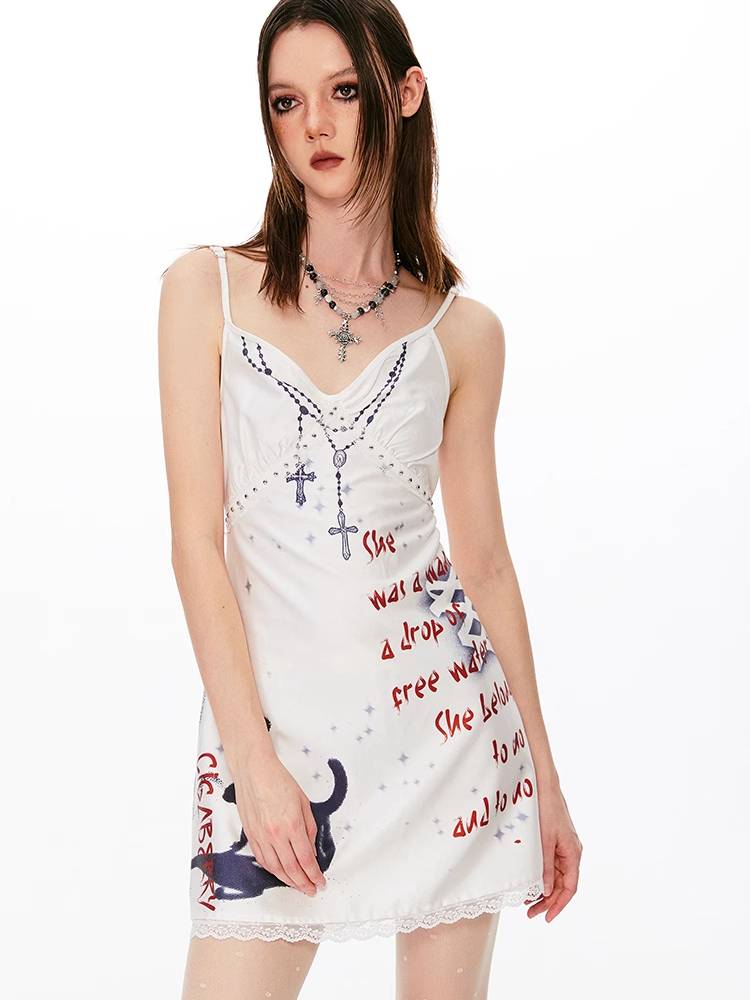 Printed suspender dress