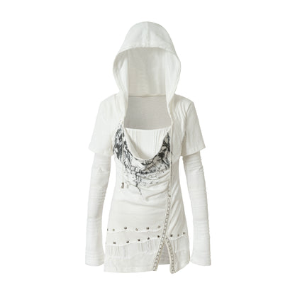 Rock Swing Collar Print Long Sleeve Dress