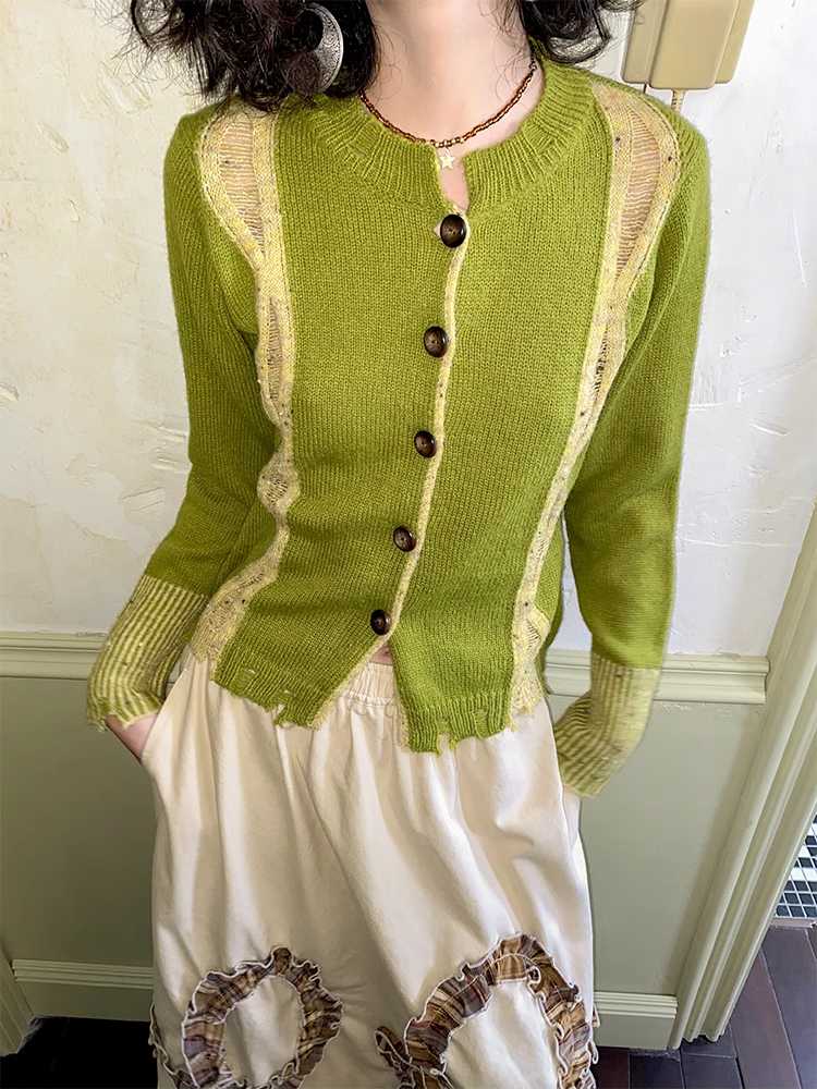 Yellow green knit sweater