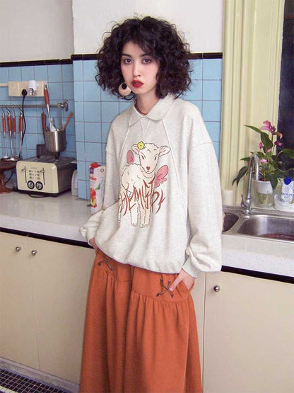 Printed loose sweatshirt