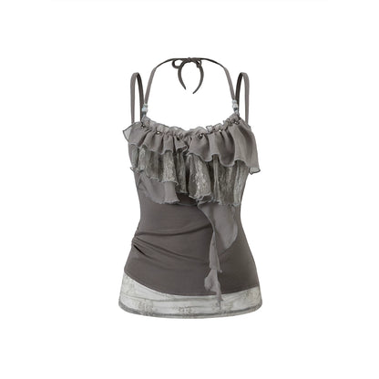 Tie-Dye Beaded Lace Camisole Top