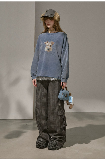 Retro Mottled Graphic Sweatshirt