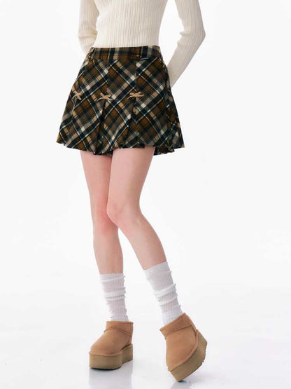 A-line plaid skirt