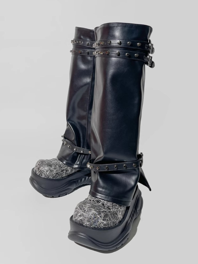 Punk style platform dwarf night boots