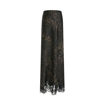 Leopard Lace Hem Skirt