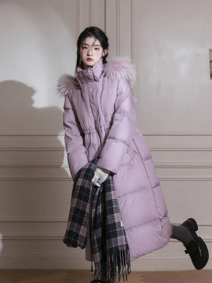 Purple diamond long down jacket