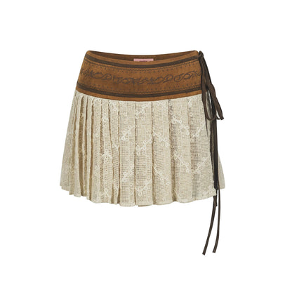 Vintage Lace Faux Suede Skirt