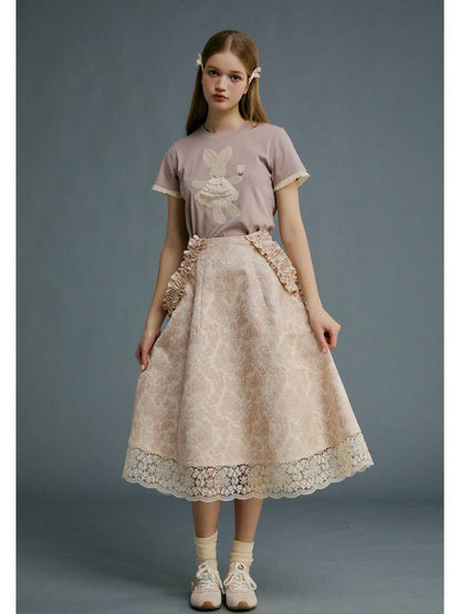 Lace pleated skirt