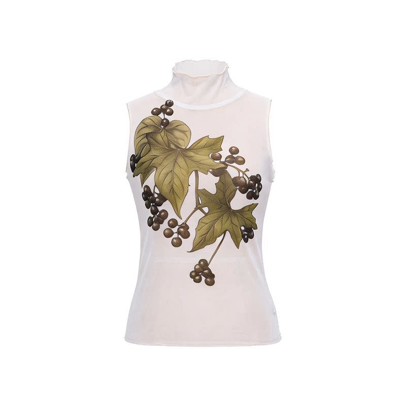 Grape Print Mesh Vest