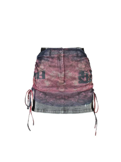 Slim fit denim short skirt