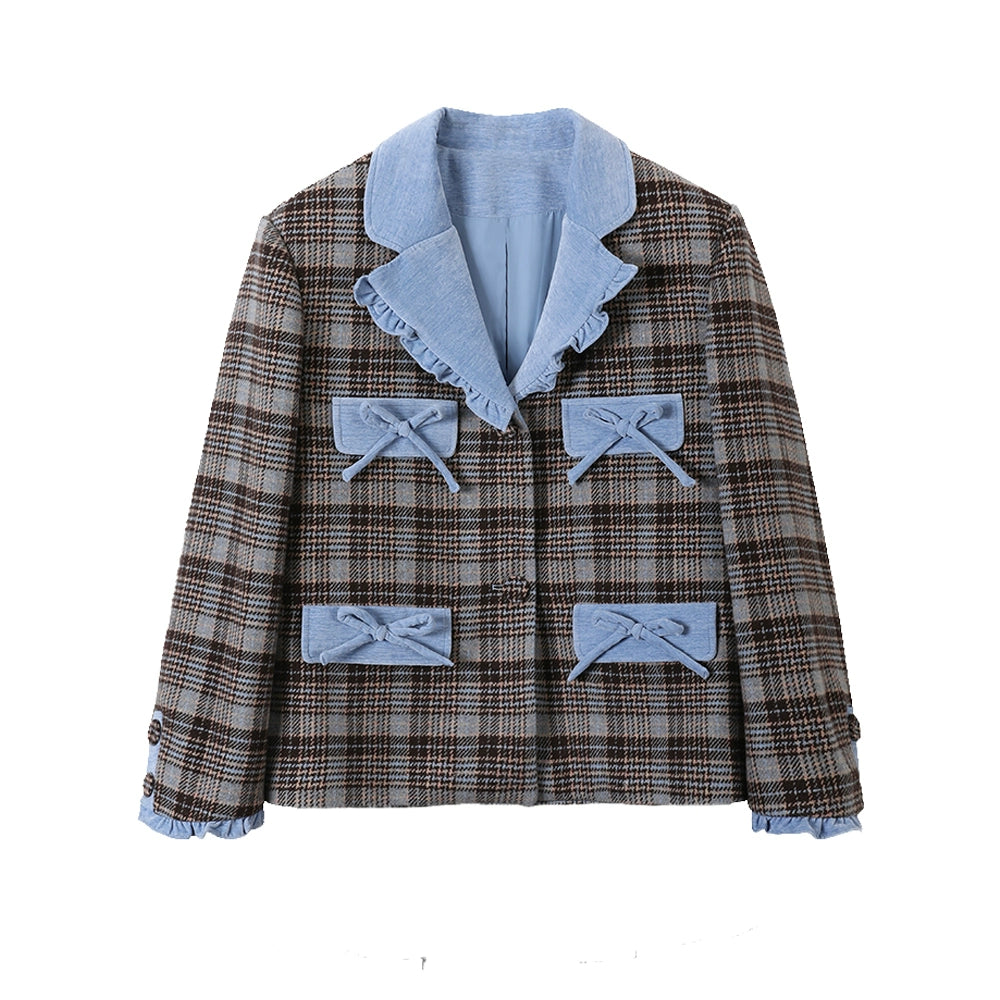 Scottish Check Patchwork Coat Set-Up