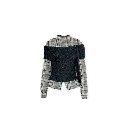 Irregular High Collar Sweater Tops