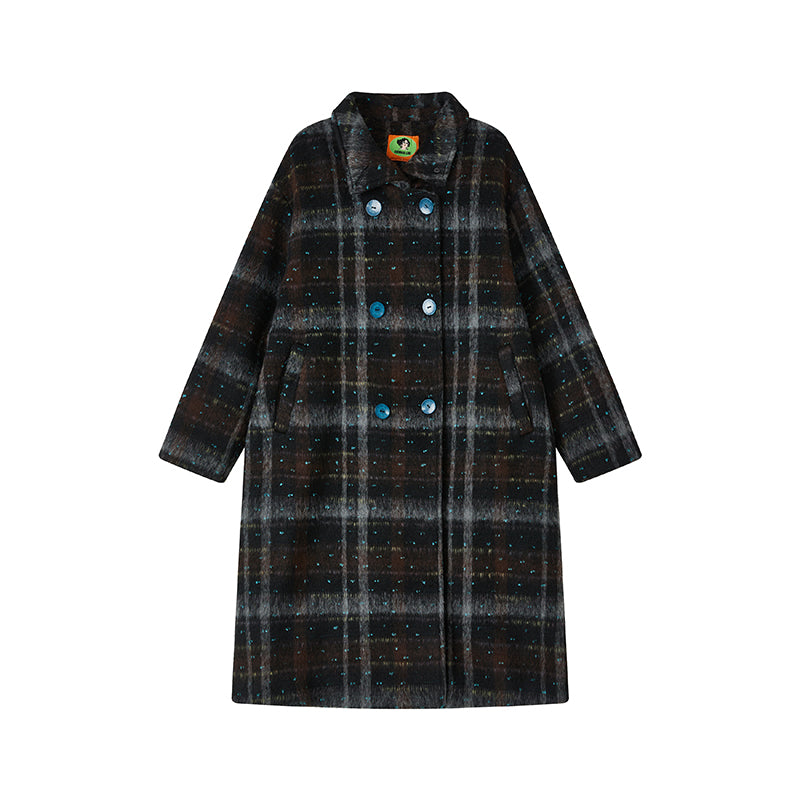 Moonlit Camellia Plaid Tweed Coat