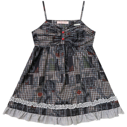 Retro Plaid Lace Dress