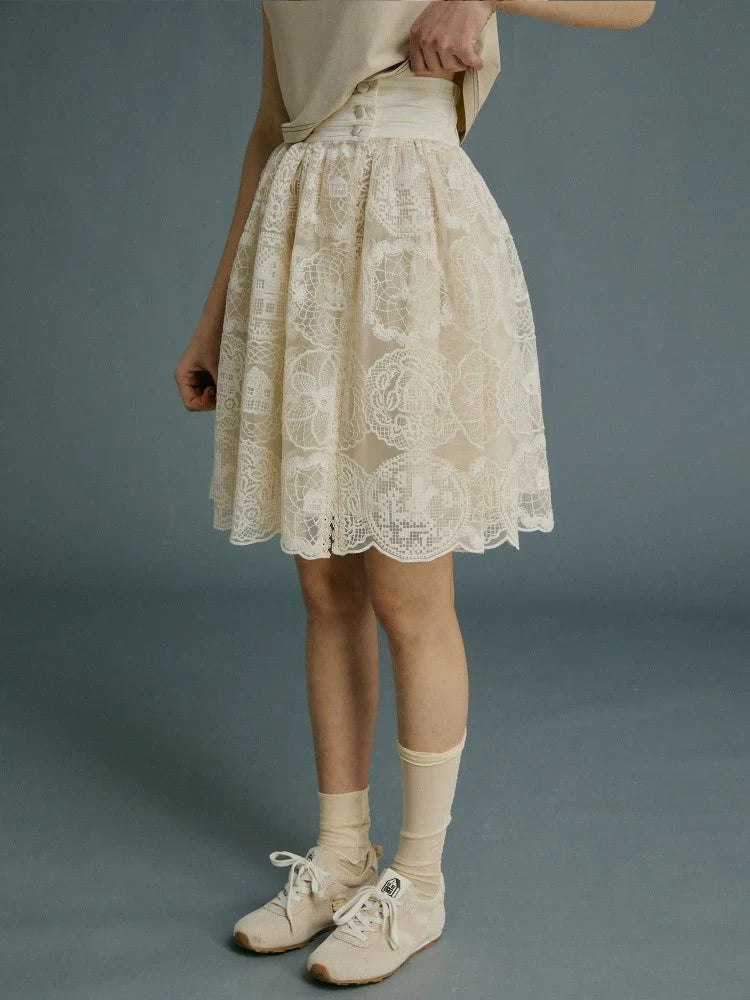 Lace embroidery skirt