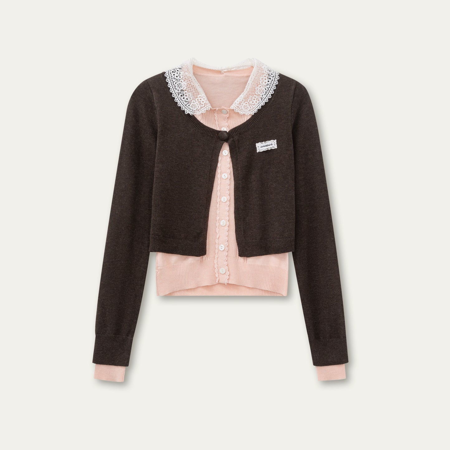 Fake two Piece Lace Knit Top