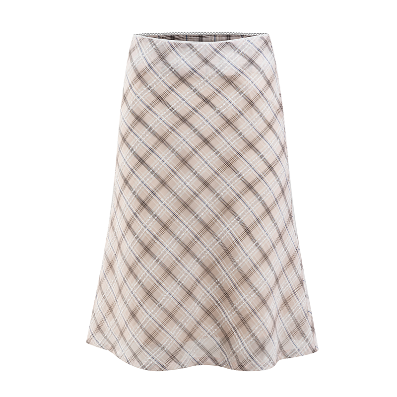 Pink Plaid Silk Hip Skirt