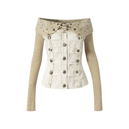 Vintage Denim Embroidered Long Sleeve Shirt