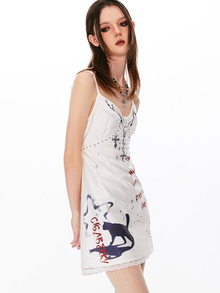 Printed suspender dress