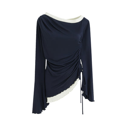 Autumn Shoulder Knit Slacks Skirt Set-Up